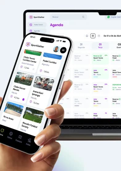 Visualização mobile da agenda de quadras