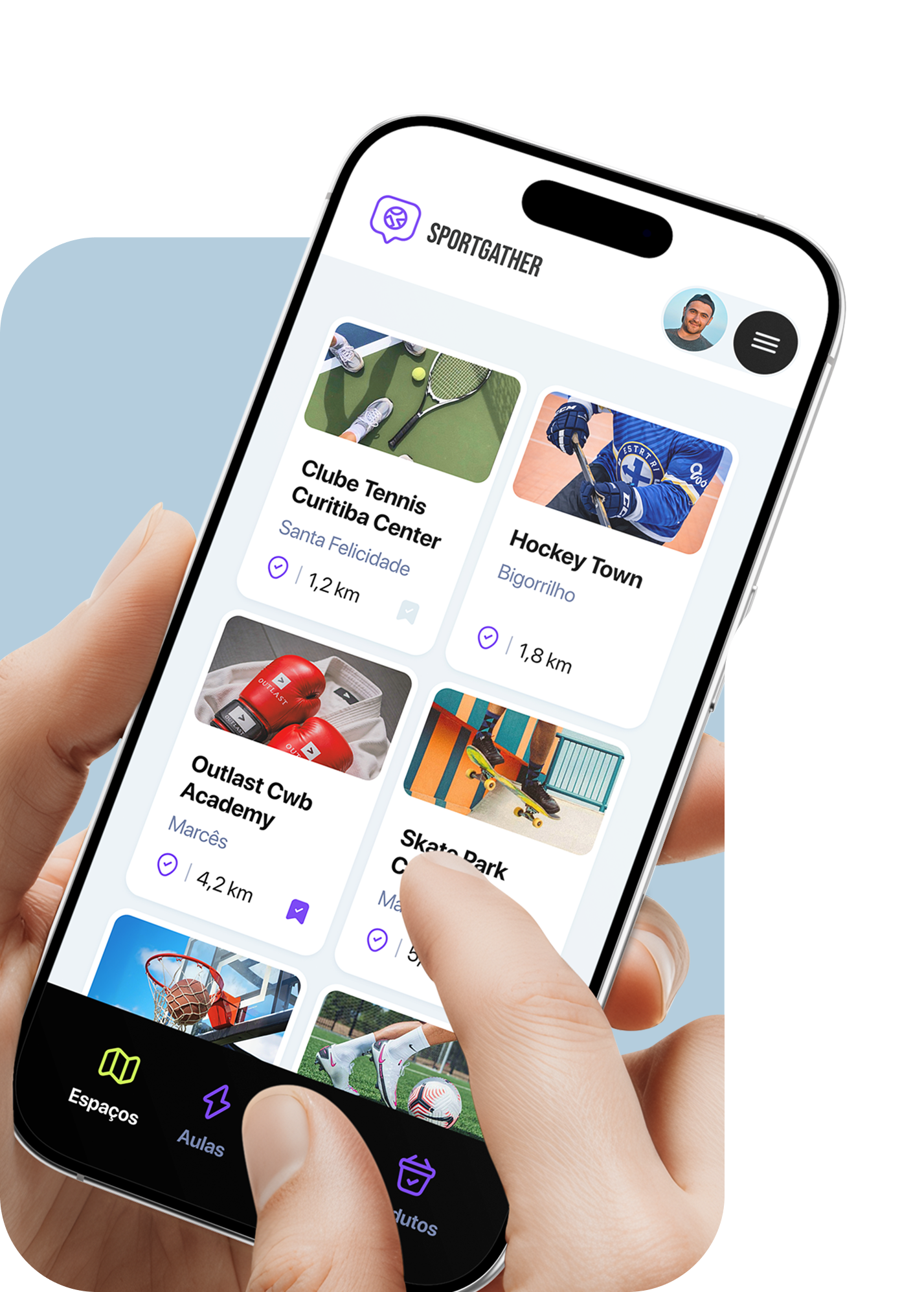 App SportGather no smartphone